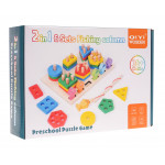 Drevená vzdelávacia hra 2v1 – puzzle, rybičky